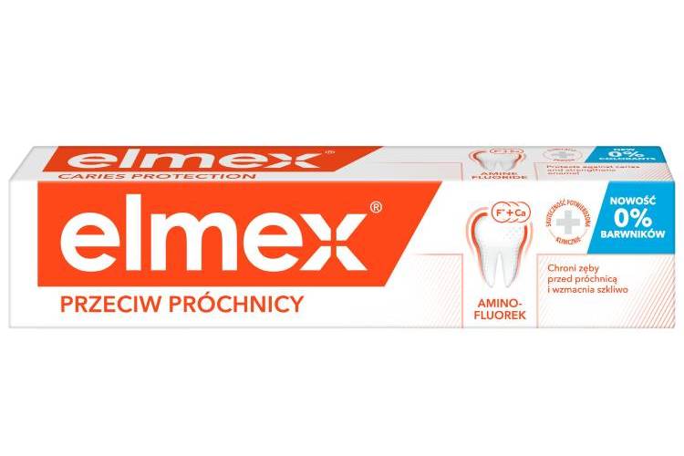 Opakowanie pasty do zębów Elmex Przeciw Próchnicy z aminofluorkiem.
